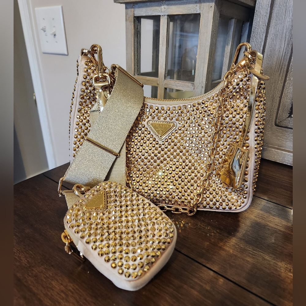 PRADA Re-Edition 2005 satin bag with crystals